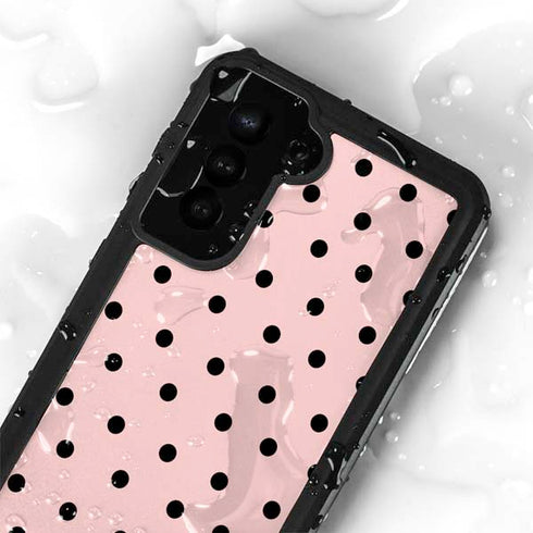 Pink and Black Polka Dots Galaxy S24 Plus Waterproof Case